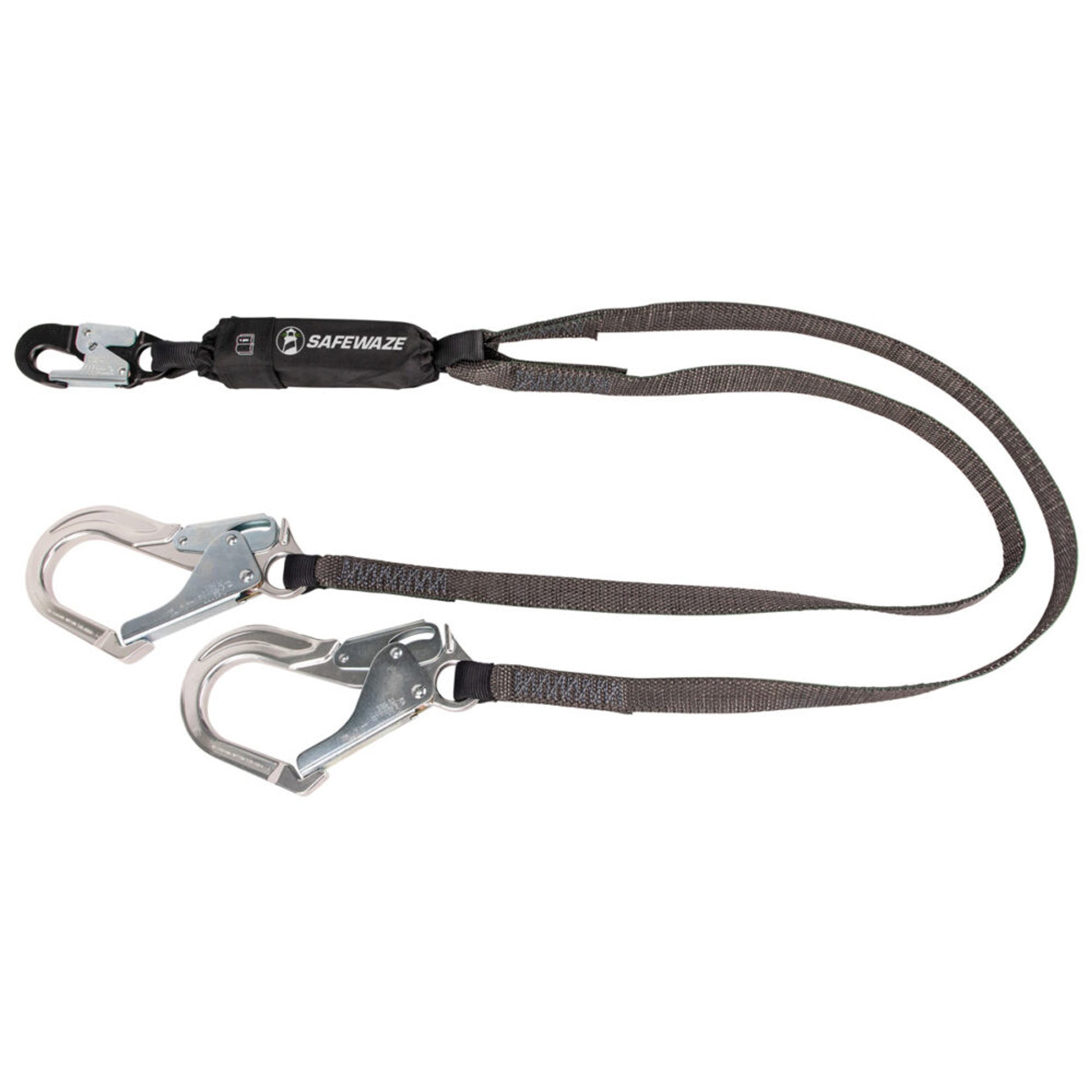 Safewaze Heavyweight 6' Energy Absorbing Lanyard: Dual Leg, Aluminum Rebar Hooks - FS88666-HW-ALU