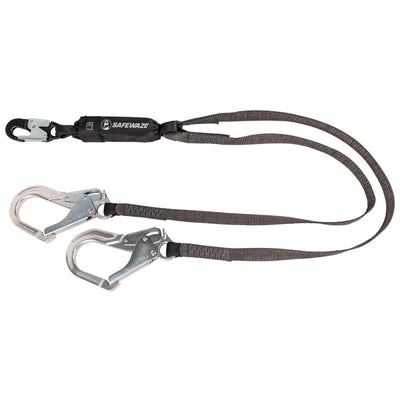 Safewaze Heavyweight 6' Energy Absorbing Lanyard: Dual Leg, Aluminum Rebar Hooks - FS88666-HW-ALU