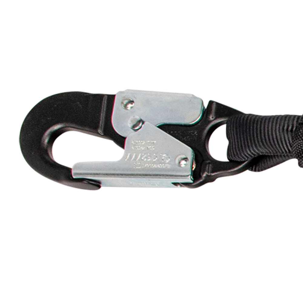 Safewaze PRO 6' Stretch Energy Absorbing Lanyard: 12' FF Dual Leg, Rebar Hooks - 88761-FF-RB-AL