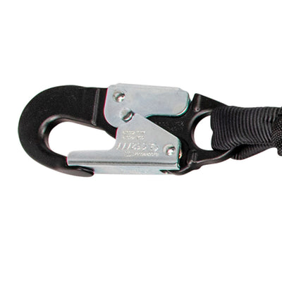Safewaze PRO 6' Stretch Energy Absorbing Lanyard: 12' FF Dual Leg, Rebar Hooks - 88761-FF-RB-AL