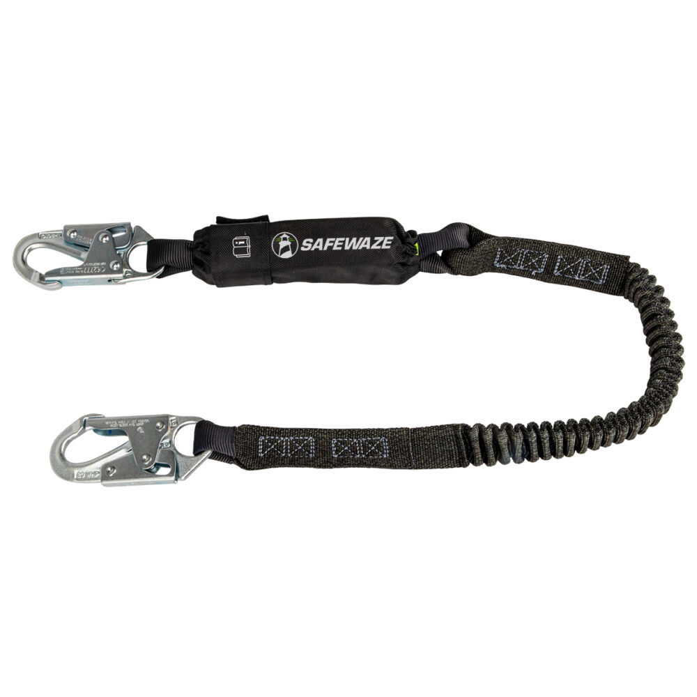 Safewaze PRO 6' Stretch Energy Absorbing Lanyard: 12' FF Steel Snap Hooks - FS88760-FF