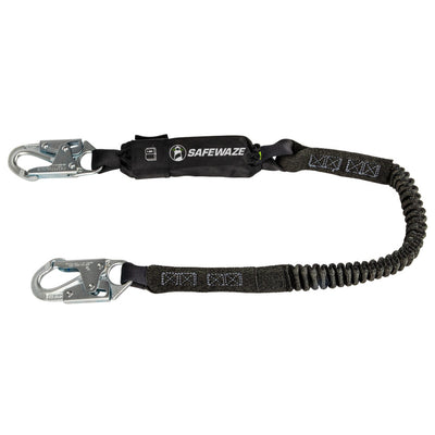 Safewaze PRO 6' Stretch Energy Absorbing Lanyard: 12' FF Steel Snap Hooks - FS88760-FF