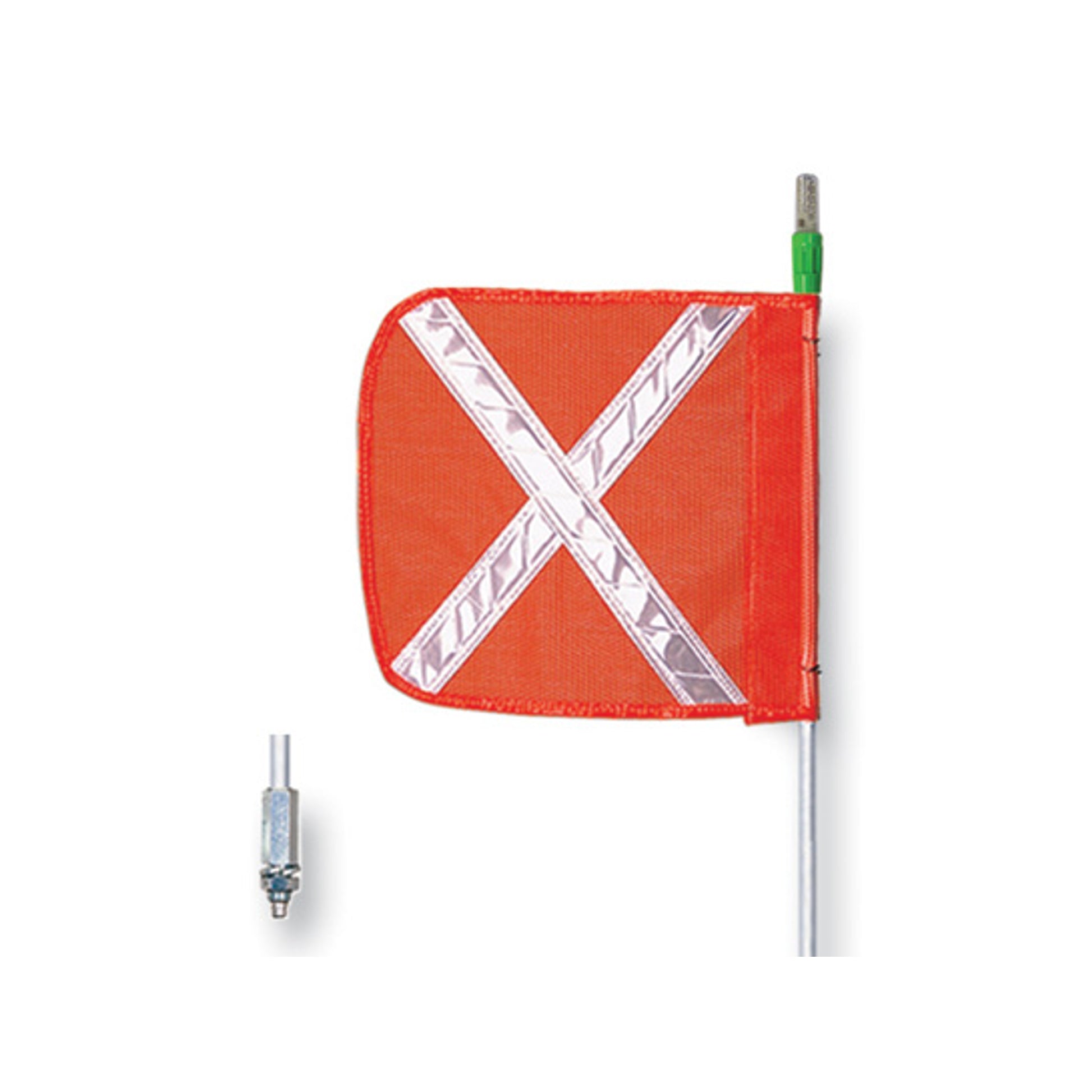 Warning Whip - General Purpose - 8' - Lighted - 12" Orange Flag - White X - Hex Base - FS8XL-O
