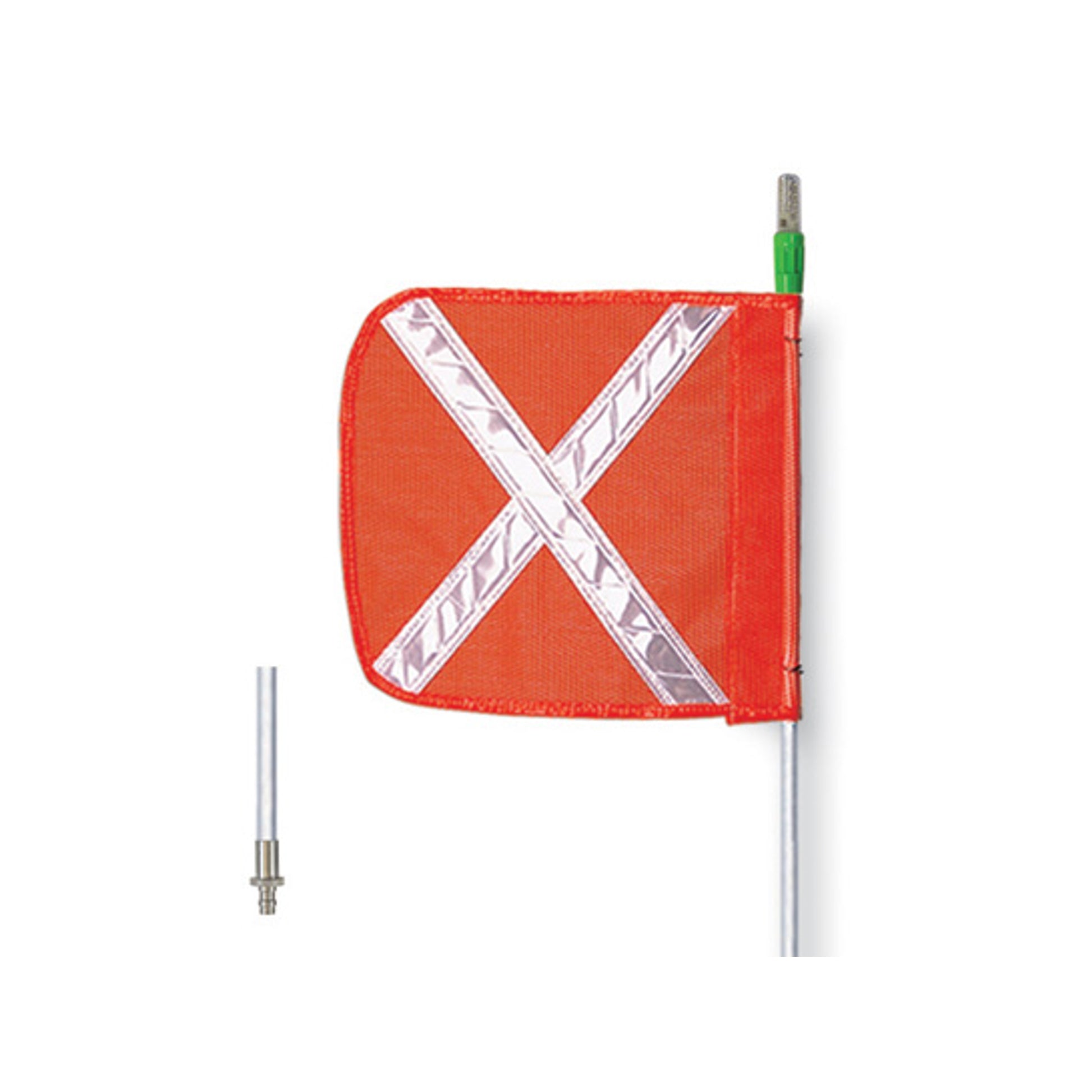 Warning Whip - General Purpose - 8' - Lighted - 12" Orange Flag - White X - Quick Disconnect - FS8XL-QD-O