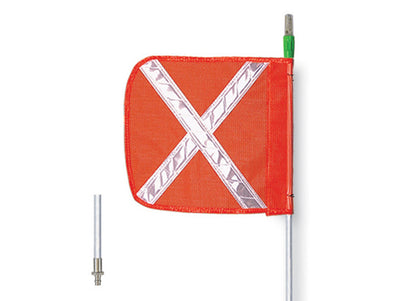 Warning Whip - General Purpose - 8' - Lighted - 12" Orange Flag - White X - Quick Disconnect - FS8XL-QD-O