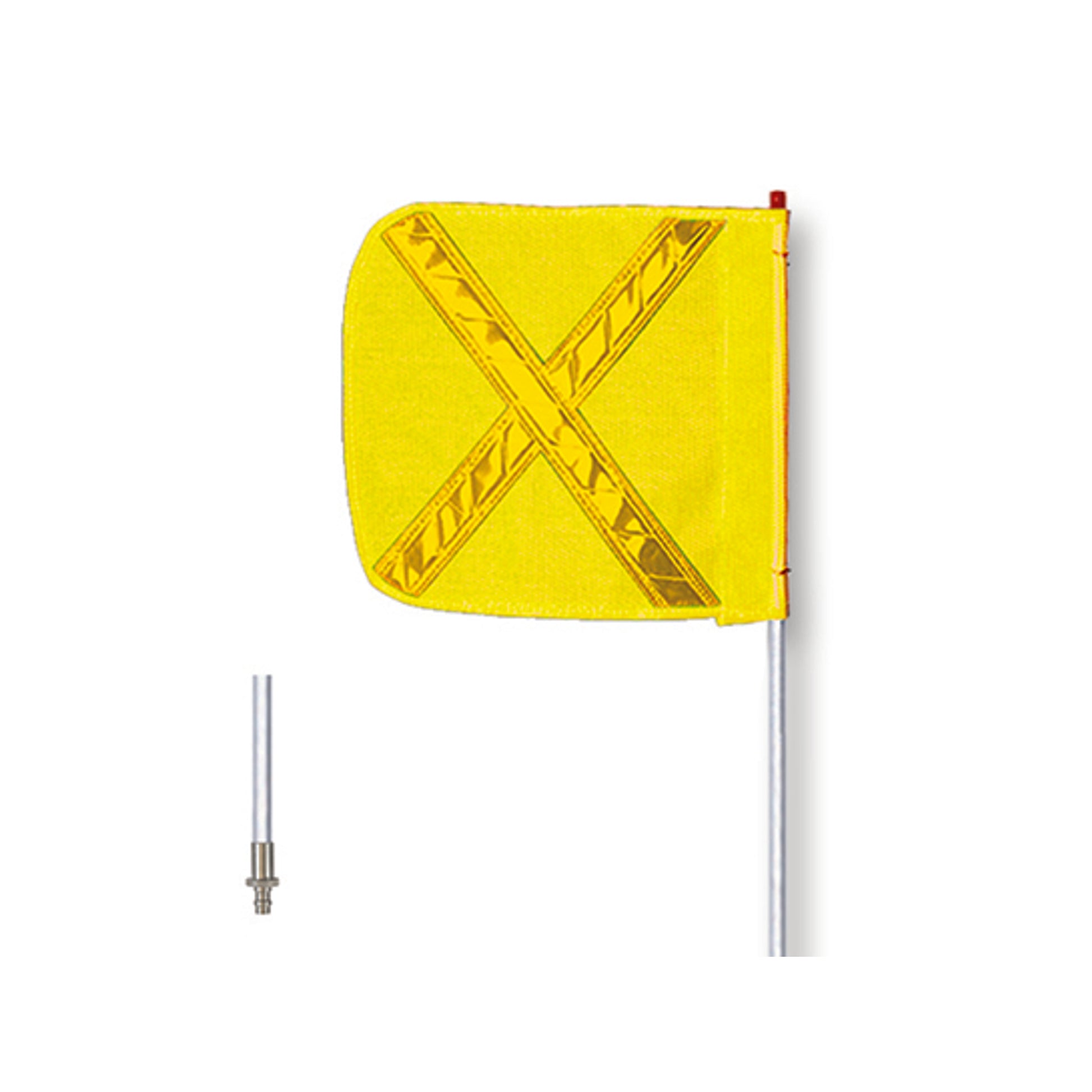 Warning Whip - General Purpose - 8' - Non-Lighted - 16" Yellow Flag - Yellow X - Quick Disconnect - FS8XY-QD-16-Y