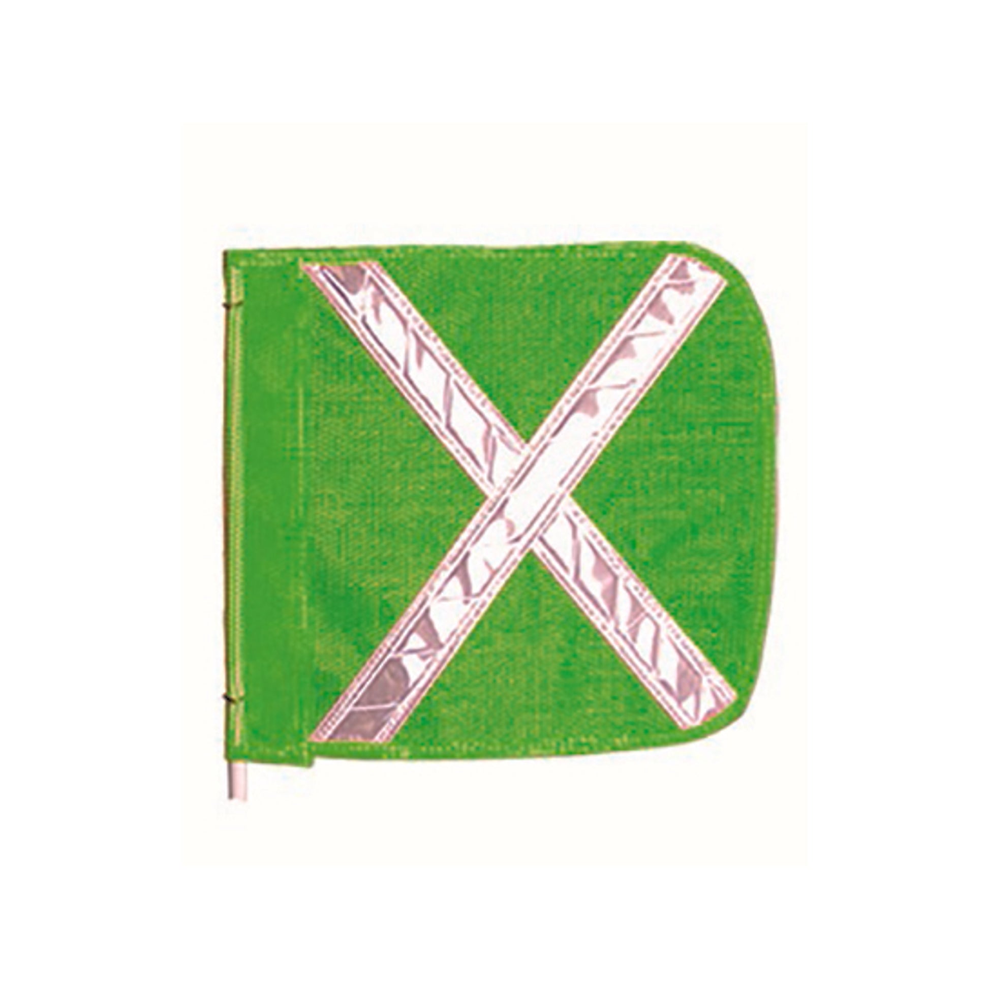 Warning Whip Replacement Flag - 16" X 16" - Green - White Reflective X - Nylon Mesh - FS9025-16-G
