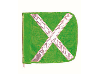 Warning Whip Replacement Flag - 16" X 16" - Green - White Reflective X - Nylon Mesh - FS9025-16-G