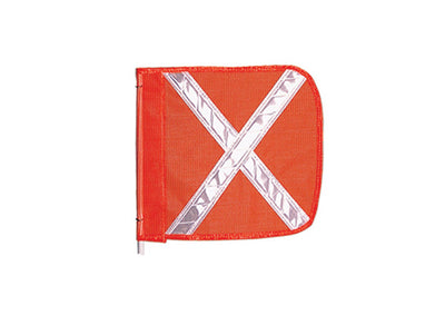 Warning Whip Replacement Flag - 16" X 16" - Orange - White Reflective X - Nylon Mesh - FS9025-16-O