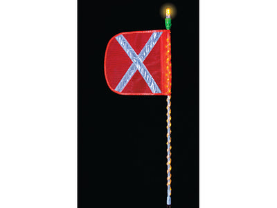 Warning Whip - All-Purpose - LED-Wrap - Amber - 8' - 12" Orange Flag - White X - Flashing Amber LED - FSLEDA8OWAF