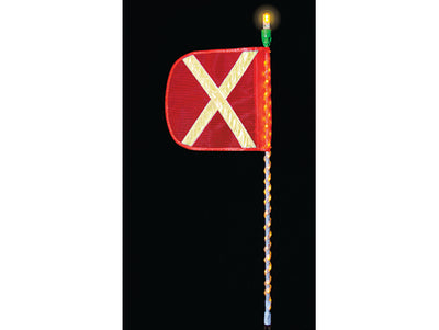 Warning Whip - All-Purpose - LED-Wrap - Amber - 8' - 12" Orange Flag - Yellow X - Solid Amber LED - FSLEDA8OYA