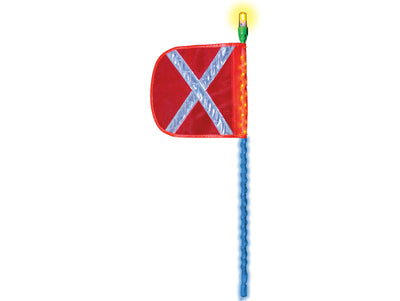 Warning Whip - All-Purpose - LED-Wrap - Blue - 5' - 12" Orange Flag - White X - Flashing Amber LED - FSLEDB5OWAF