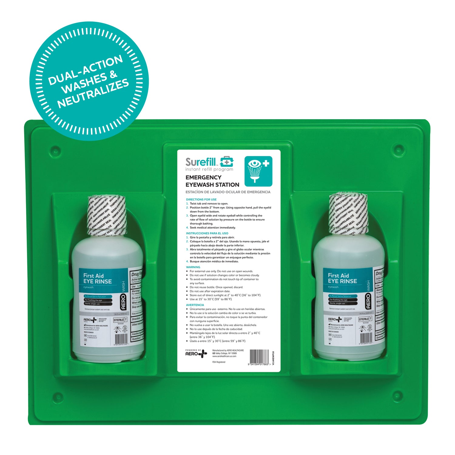AERO SUREFILL Emergency Eyewash Station 16oz - AKEWP16US