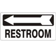 RESTROOM WITH BLOCK LEFT ARROW BLACK ON WHITE - RESTROOM WITH BLOCK LEFT ARROW BLACK ON WHITE, 6.5X14, Adhesive Vinyl