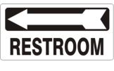 RESTROOM WITH BLOCK LEFT ARROW BLACK ON WHITE