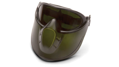 Pyramex Capstone Direct/Indirect Goggle With IR 5 Lens And Green Tinted Faceshield Attachment Safety Eyewear
