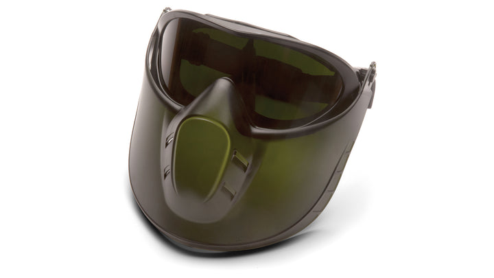 Pyramex - Capstone - Direct/Indirect Goggle with IR5 Lens and Green Tinted Faceshield Attachment - 1/Pair