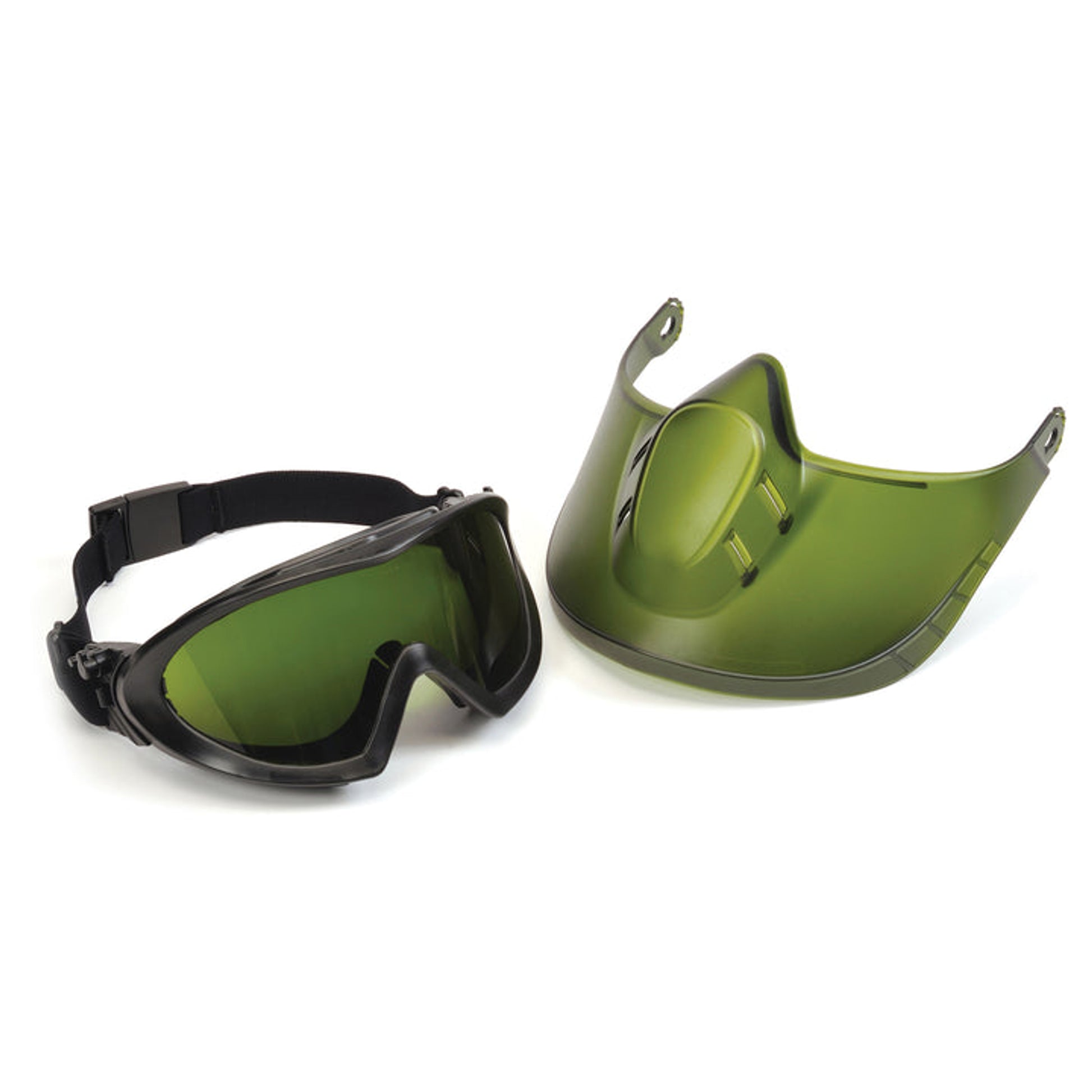 Pyramex - Capstone - Direct/Indirect Goggle with IR3 Lens and Green Tinted Faceshield Attachment - 1/Pair