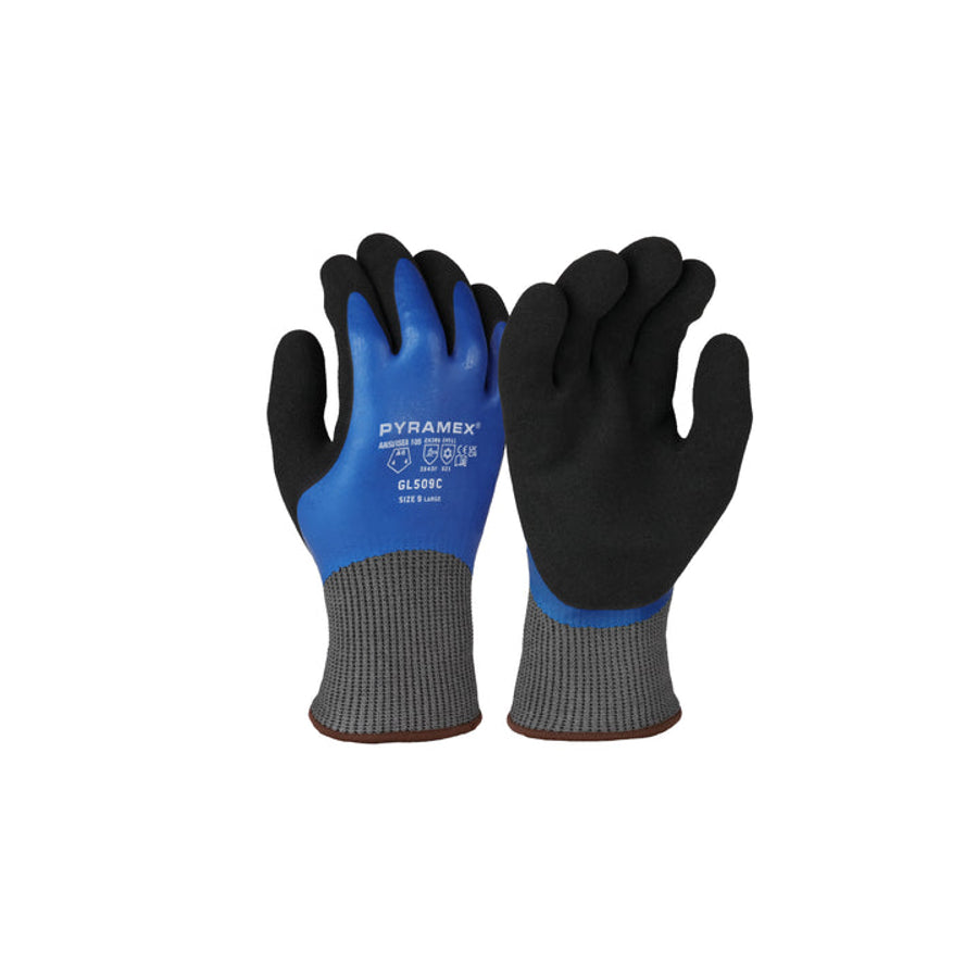Pyramex Insulated Double Dipped Sandy + Smooth Cut Level A6 Winter Latex Glove - GL509C