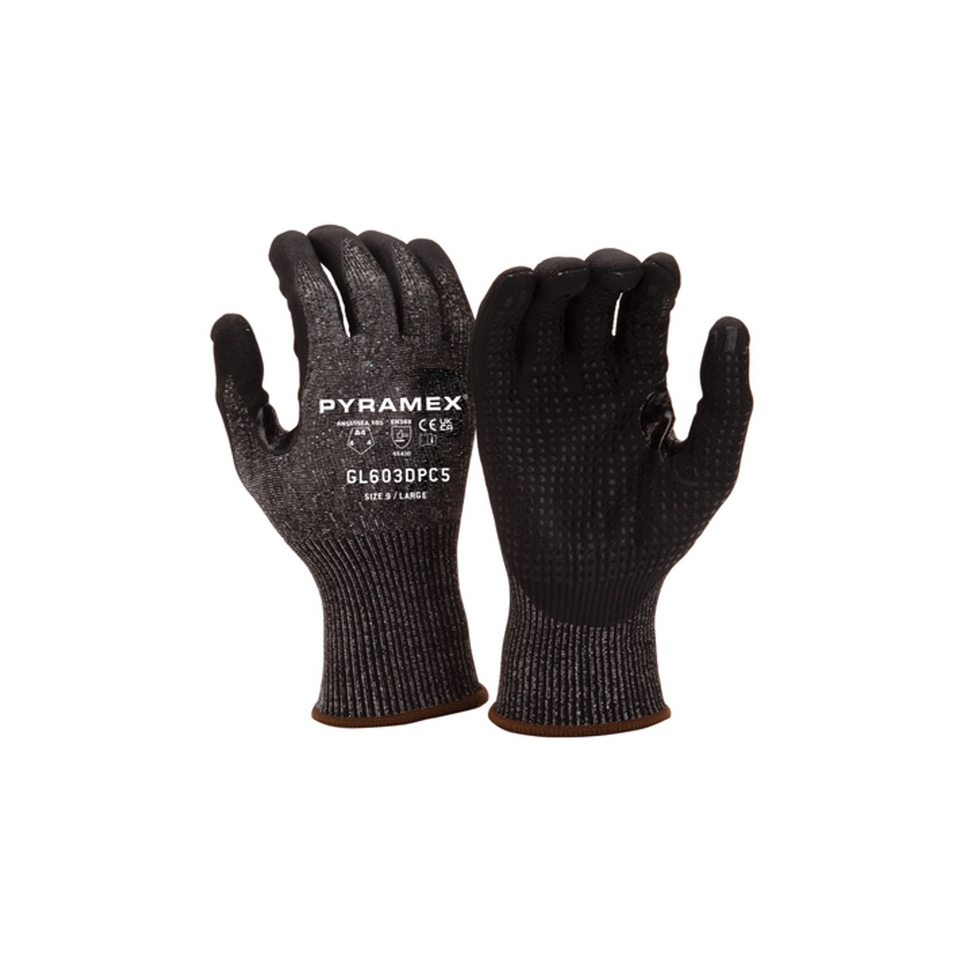 Pyramex - Glove Nitrile A4 17 Gauge Cut Resistant HPPE Liner - Dotted Palm - Reinforced Thumb