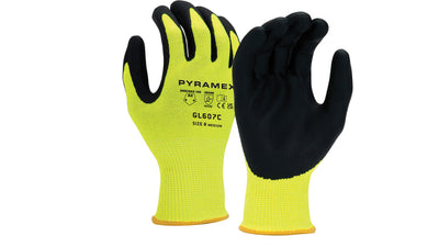 Pyramex GL607CHT Foamnitrile 13G HPPE Hi-Viz Lime Cut Level A4