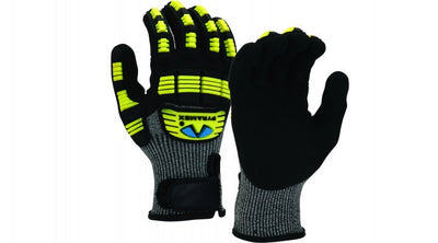 Pyramex GL610C 3/4 Dip Nitrile HPPE TPR Hook&Loop - 13 Gauge HPPE Liner- Nitrile Sandy Palm Coating Cut Level A5