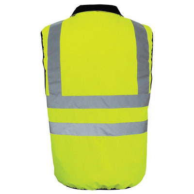 Global Glove FrogWear Class 2 Hi-Viz Lime Reversible Insulated Safety Vest with Zipper - GLO-V1 - Each