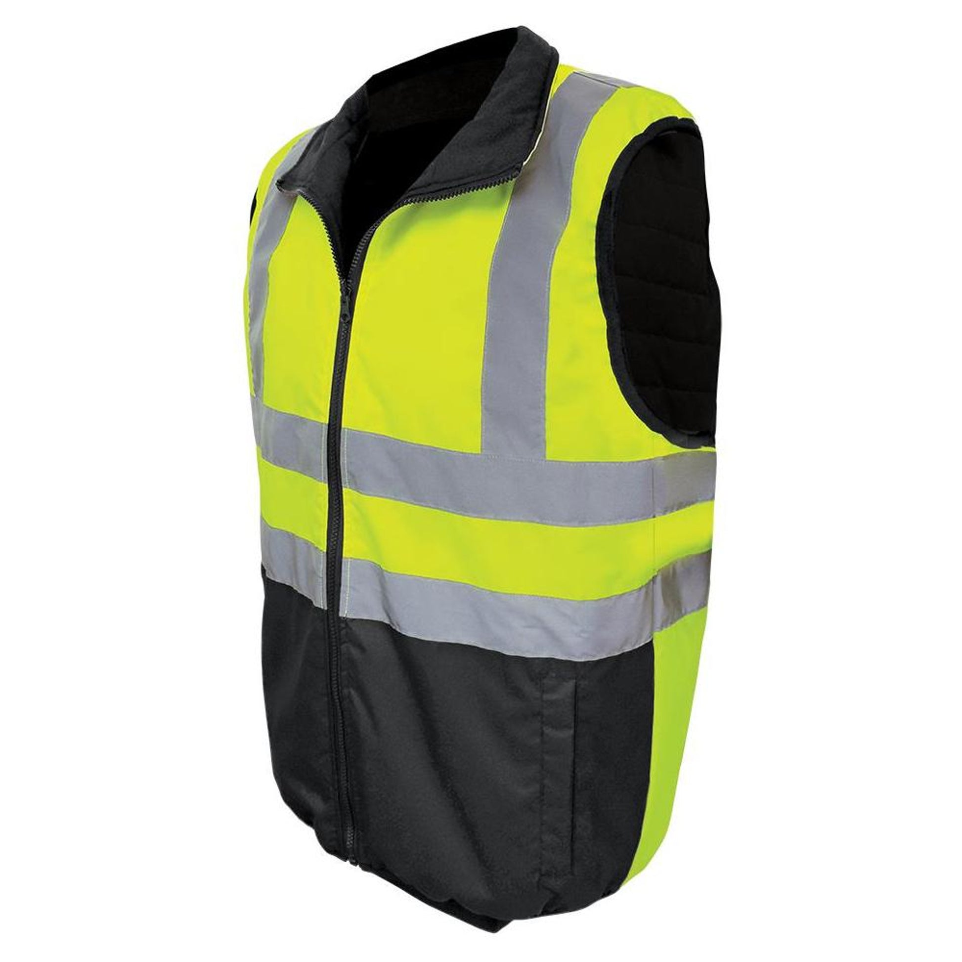 Global Glove FrogWear Class 2 Hi-Viz Lime Reversible Insulated Safety Vest with Zipper - GLO-V1 - Each
