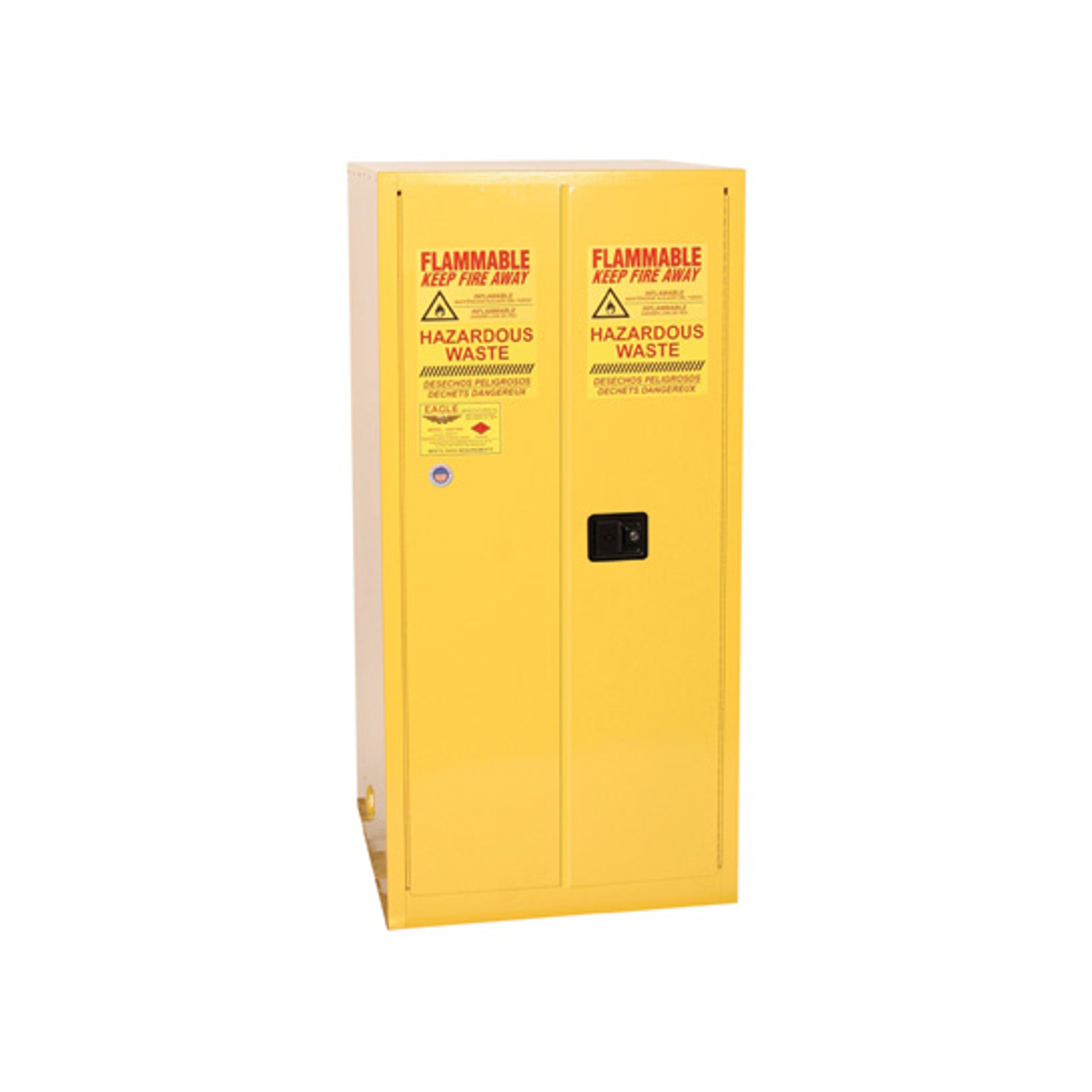 Eagle Haz-Mat One Drum Vertical Safety Cabinet - 55 Gallon - 1 Shelf - 2 Door - Manual Close - Yellow - HAZ1926X