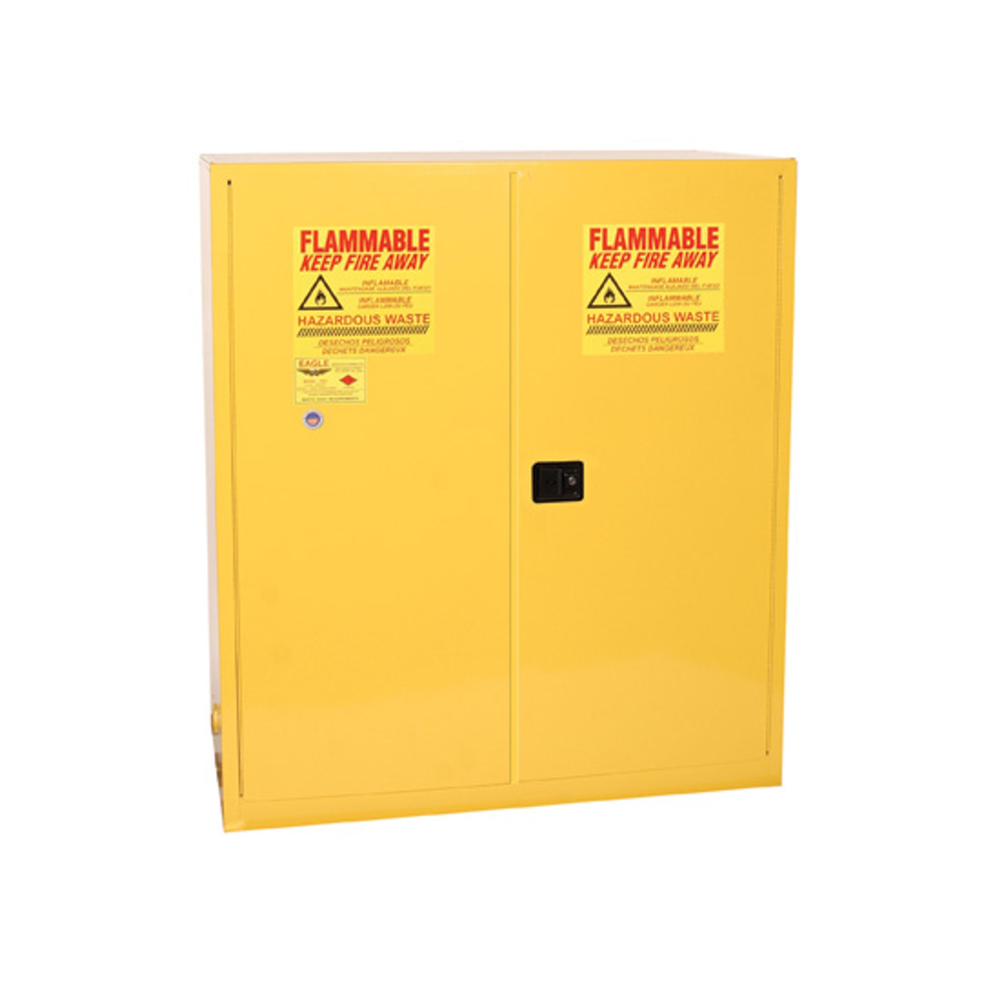 Eagle Haz-Mat Two Drum Vertical Safety Cabinet - 110 Gallon - 1 Shelf - 2 Door - Manual Close - Yellow - HAZ1955X