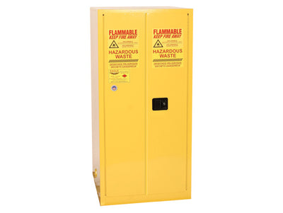 Justrite Haz-Mat One Drum Vertical Safety Cabinet - 55 Gallon - 1 Shelf - 2 Door - Self Close - Yellow - HAZ2610X