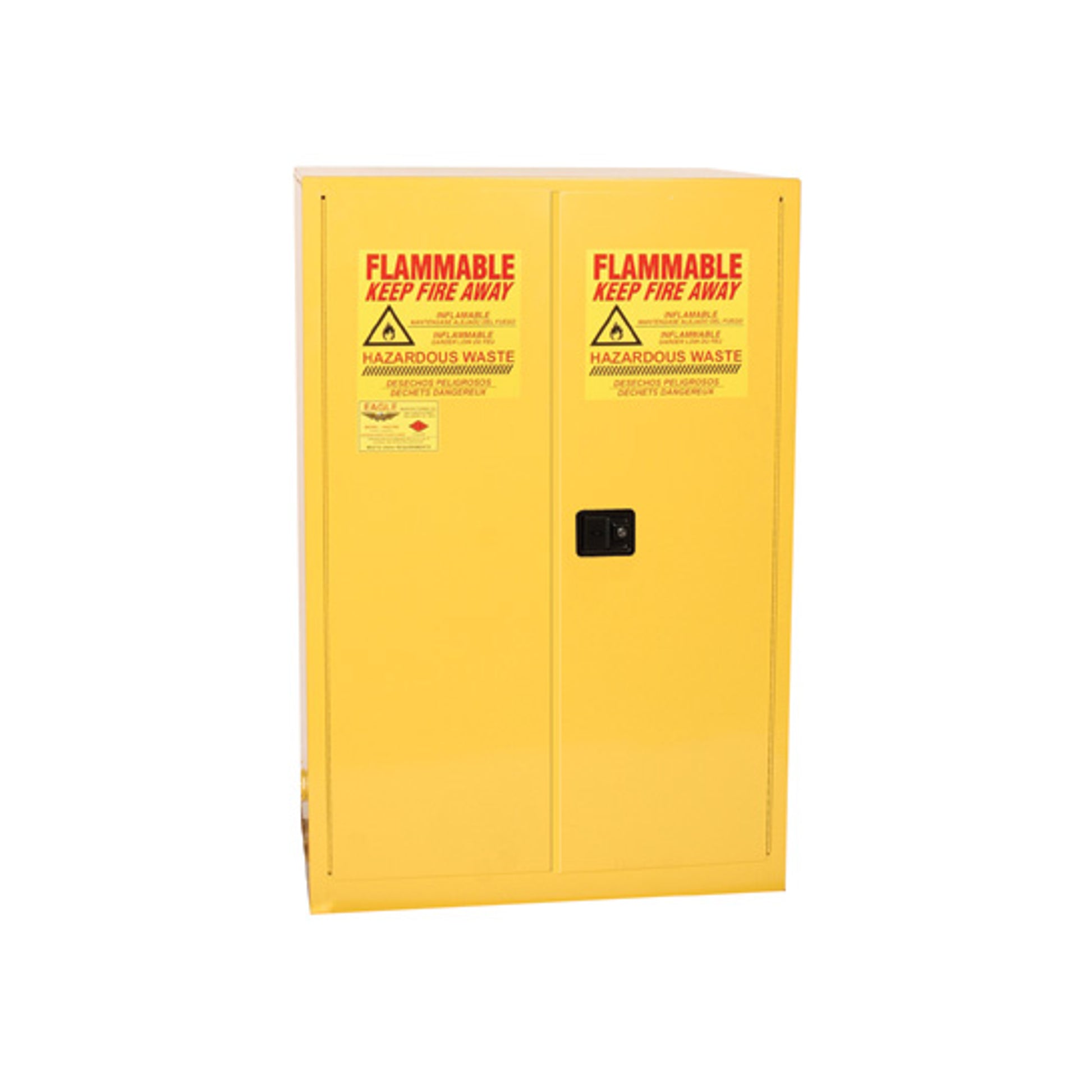 Eagle Haz-Mat Two Drum Vertical Safety Cabinet - 60 Gallon - 1 Shelf - 2 Door - Self Close - Yellow - HAZ9010X