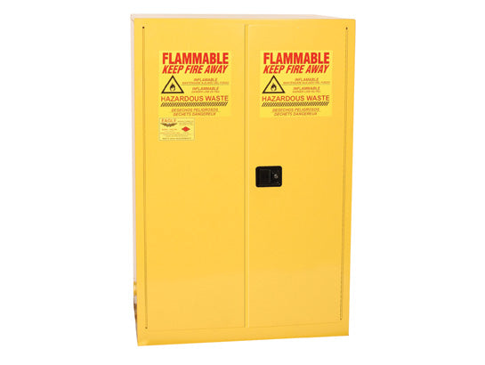 Eagle Haz-Mat Two Drum Vertical Safety Cabinet - 60 Gallon - 1 Shelf - 2 Door - Self Close - Yellow - HAZ9010X
