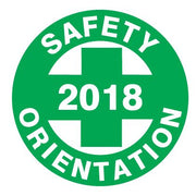 SAFETY 2017 ORIENTATION WITH PICTO OF CROSS - HELMET / HARD HAT MARKERS - SAFETY 2017 ORIENTATION WITH PICTO OF CROSS - HELMET / HARD HAT MARKERS, 2x2, Adhesive Vinyl