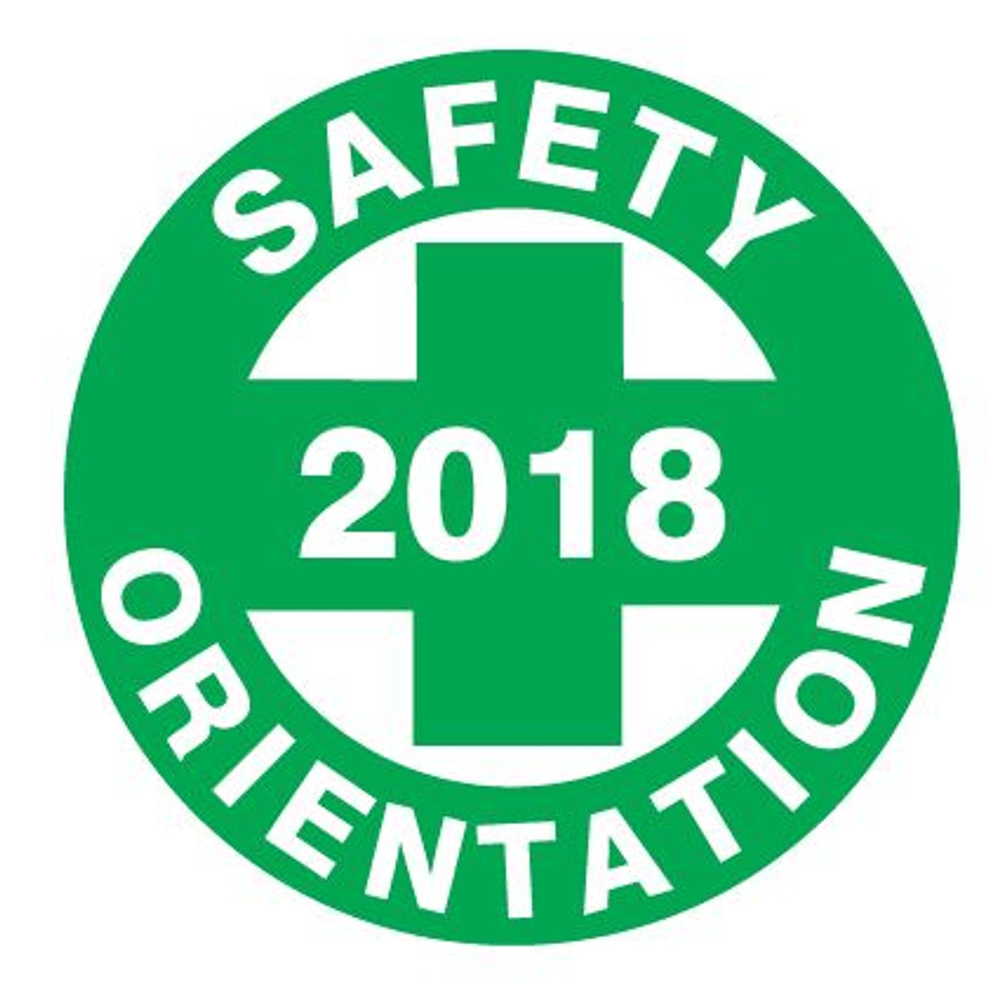 SAFETY 2017 ORIENTATION WITH PICTO OF CROSS - HELMET / HARD HAT MARKERS - SAFETY 2017 ORIENTATION WITH PICTO OF CROSS - HELMET / HARD HAT MARKERS, 2x2, Adhesive Vinyl
