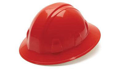 Pyramex SL Full Brim Hard Hat Red 4 Pt Ratchet Suspension