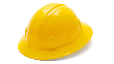 Pyramex SL Full Brim Hard Hat Yellow 4 Pt Ratchet Suspension
