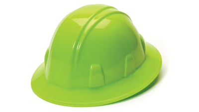 Pyramex SL Full Brim Hard Hat Hi-Viz Green 4 Pt Ratchet Suspension