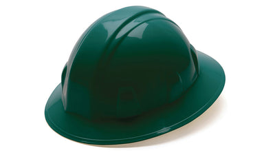 Pyramex SL Full Brim Hard Hat Green 4 Pt Ratchet Suspension