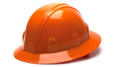 Pyramex SL Full Brim Hard Hat Orange 4 Pt Ratchet Suspension
