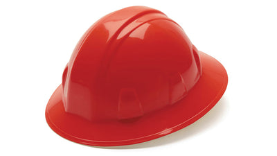 Pyramex SL Full Brim Hard Hat Red 6 Pt Ratchet Suspension