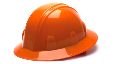 Pyramex SL Full Brim Hard Hat Orange 6 Pt Ratchet Suspension