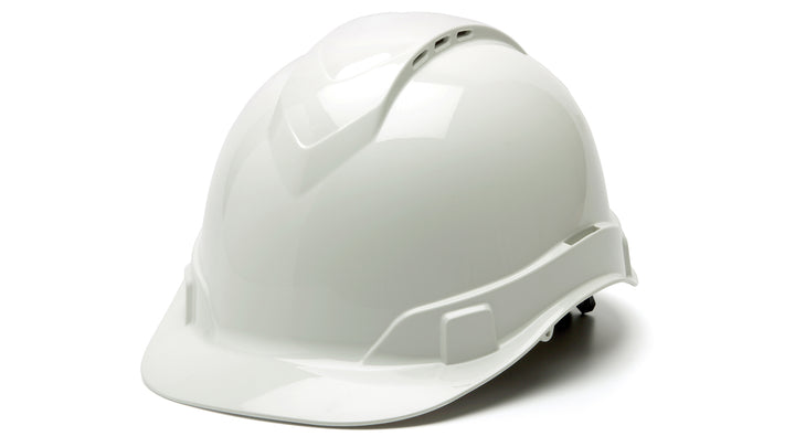 Pyramex - Ridgeline Hard Hat - White-Ridgeline Vented Cap Style 4 Pt Ratchet Suspension - 16/Each