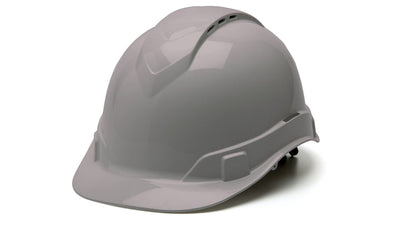 Pyramex Ridgeline Cap Style Hard Hat Gray - Vented 4 Pt Ratchet Suspension
