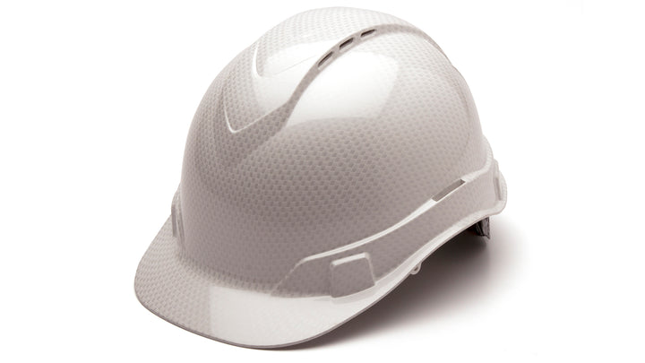 Pyramex - Ridgeline Cap Style Vented Hard Hat - Shiny White Graphite Pattern -Ridgeline Cap Style Vented 4 Pt Ratchet Suspension - 16/Each