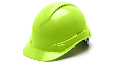 Pyramex Ridgeline Cap Style Hard Hat Hi-Viz Green - Vented 4 Pt Ratchet Suspension