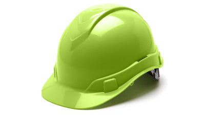 Pyramex Ridgeline Cap Style Hard Hat Hi-Viz Green 4 Pt Ratchet Suspension