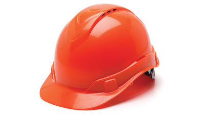 Pyramex Ridgeline Cap Style Hard Hat Hi-Viz Orange - Vented 4 Pt Ratchet Suspension