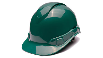 Pyramex Ridgeline Cap Style Hard Hat Green - Vented 4 Pt Ratchet Suspension