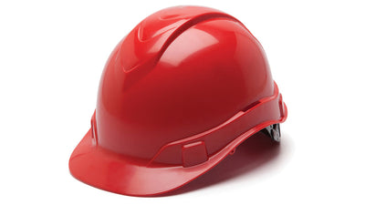 Pyramex Ridgeline Cap Style Hard Hat Red 6 Pt Ratchet Suspension